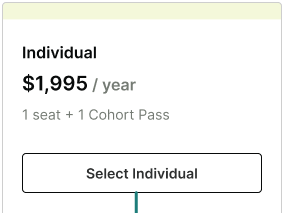 Individual plan option showing the annual price and one included cohort pass
