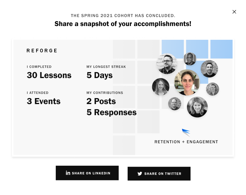 Spring 2021 snapshot emphasizing personal activity counts